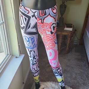 Colorful Graffiti Print Kids Leggings